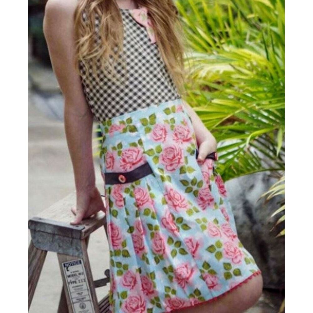 Matilda Jane serendipity Good Hart Salt water Taffy aqua pink pleated skirt 8